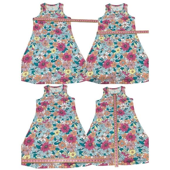 Round Neck 70’s Lover Style Sleeveless Pastel Floral Beach Tank Dress Size Mediu - Picture 3 of 8